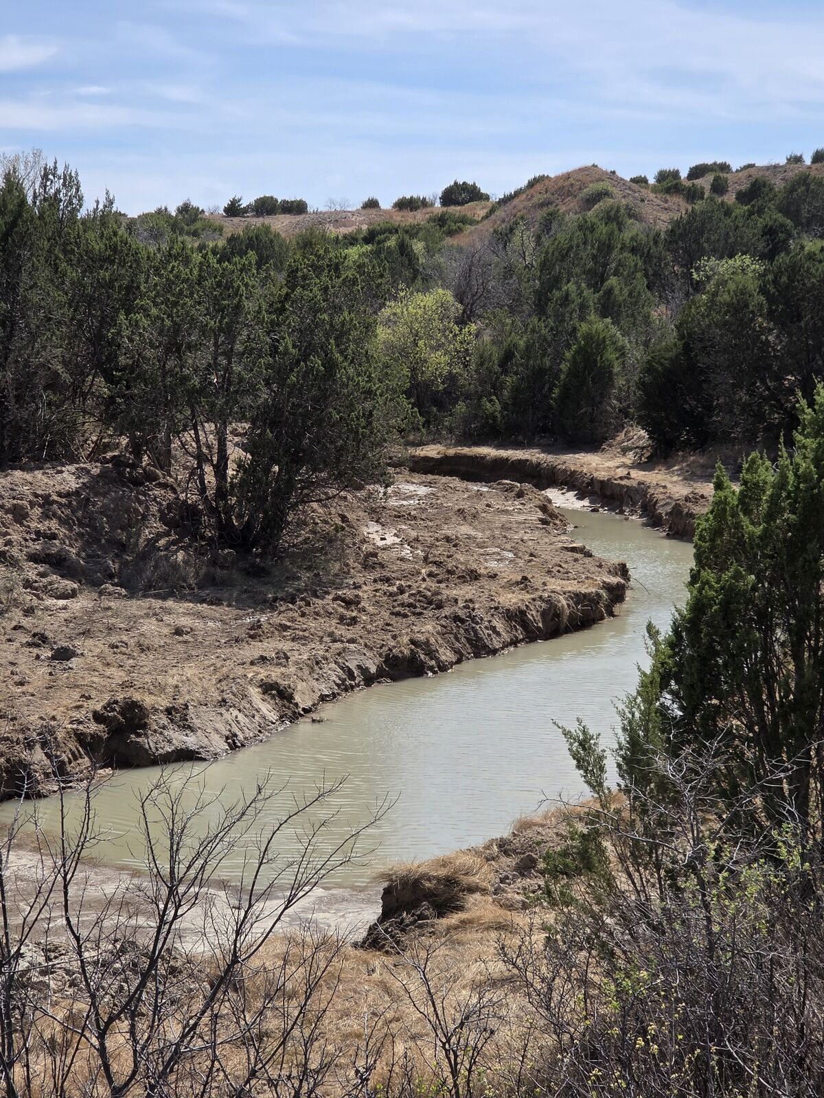 Cleared sendero and shooting lane on Texas Panhandle hunting property